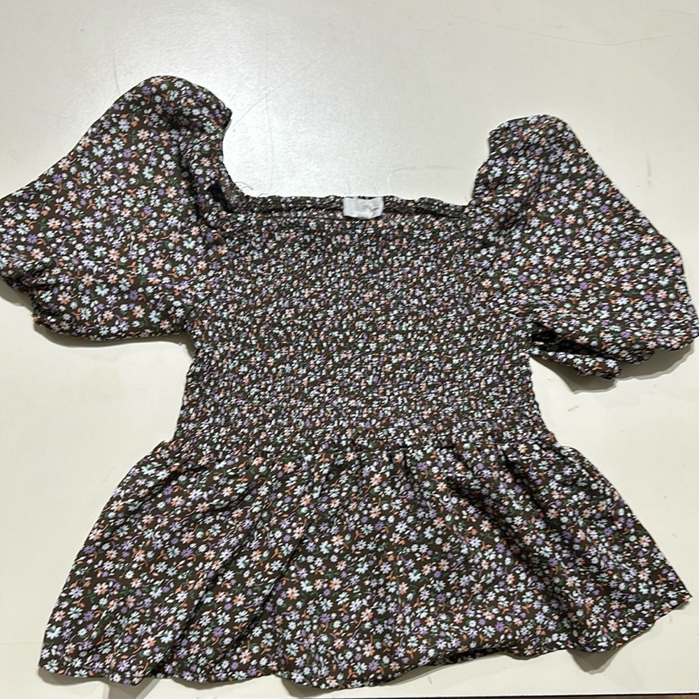 Aesthetic Cowgirl babydoll blouse Woman’s Size Medium, brown, cream and colorful - Picture 1 of 4